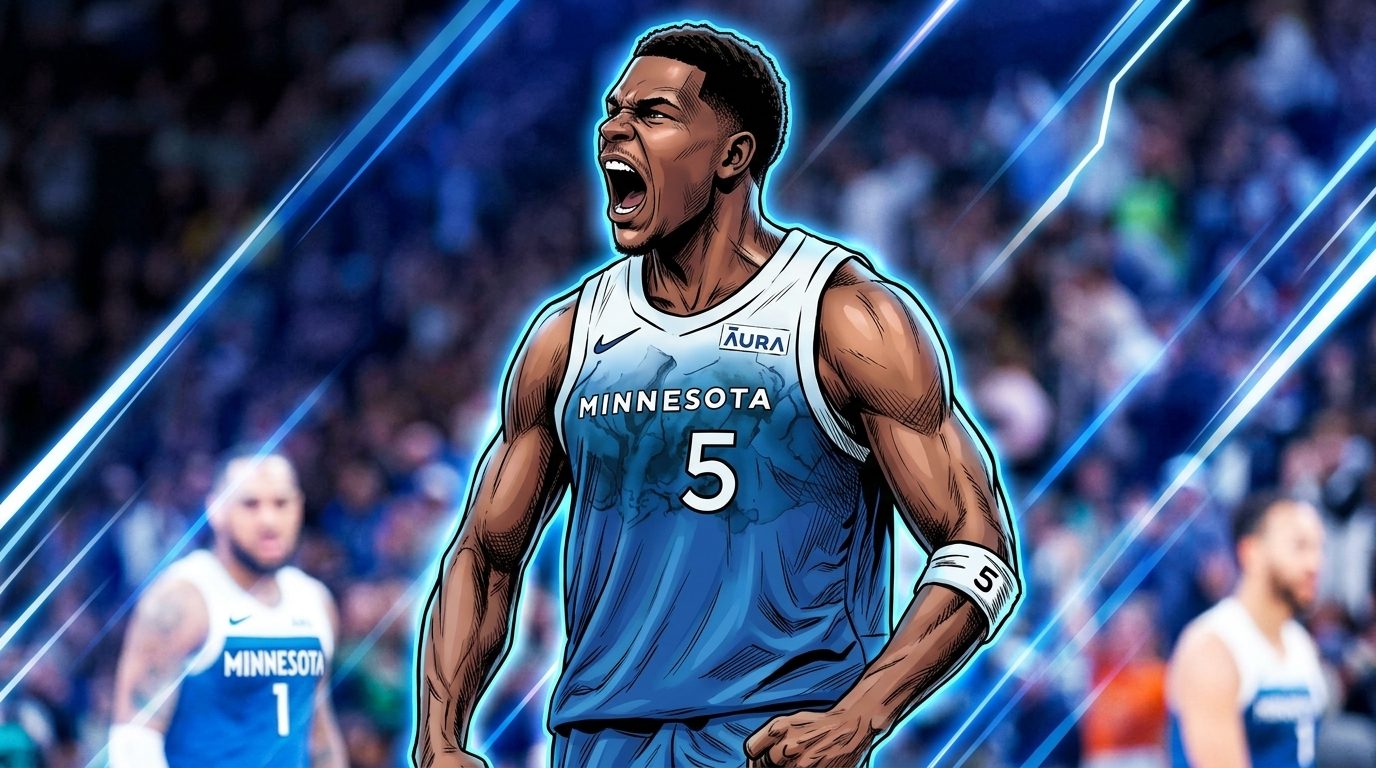 Anthony Edwards defending on the perimeter for the Timberwolves during the 2026-27 season