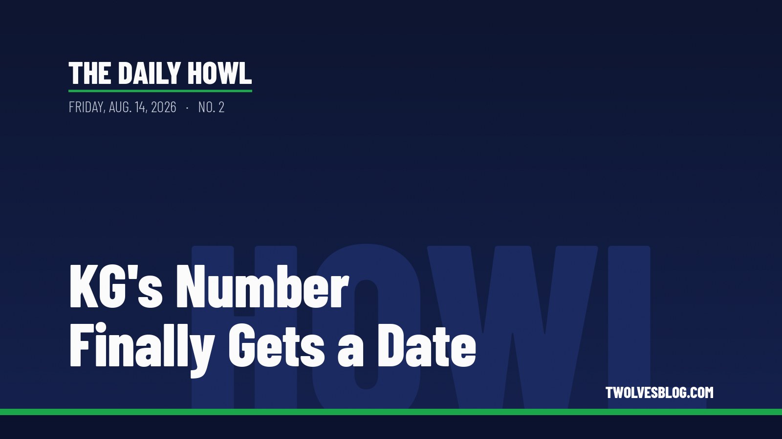 The Daily Howl for Friday, Aug. 14, 2026: KG's Number Finally Gets a Date