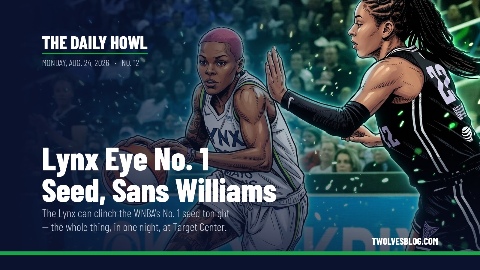 The Daily Howl for Monday, Aug. 24, 2026: Lynx Eye No. 1 Seed, Sans Williams