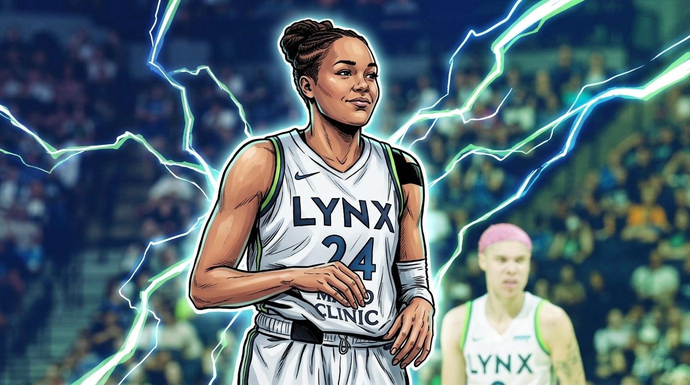 Napheesa Collier of the Minnesota Lynx, comic-style illustration